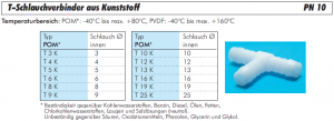 T-Schlauchverbinder aus Kunststoff (POM), PN 10, Verbinder, Schlauchverbinder, T-Verbinder, alle Größen